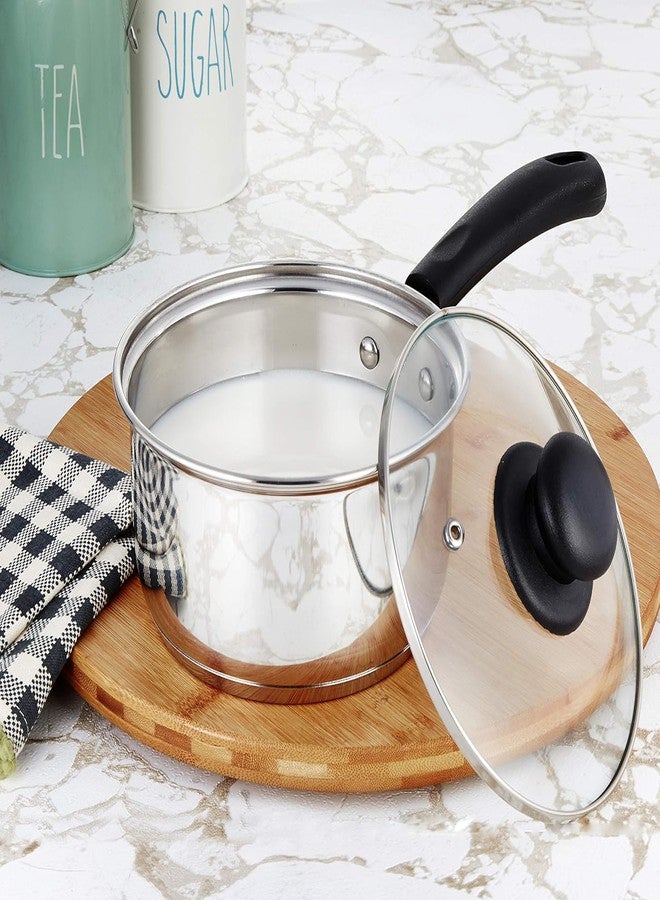 NOBILITY Stainless Steel Saucepan with Tempered Glass Lid, Stay-Cool Handle, Induction Ready, Oven Safe, Compatible with All Cooktops, Dishwasher Safe Soup Pot, 1.5-Quart, 16 cm, 1500 ml - Image 2