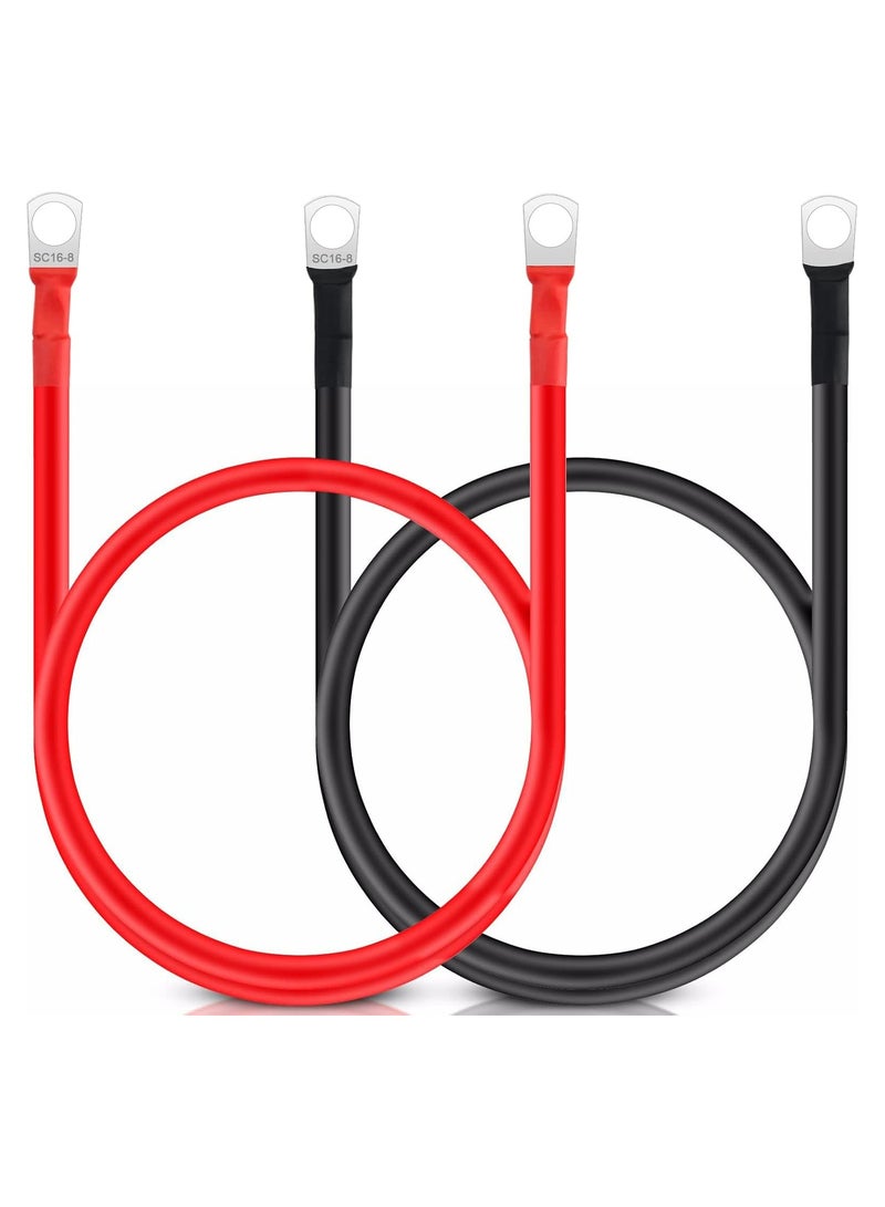TLAXCA 2 Pcs Battery Cables 12V M8, Battery Leads 50cm Battery Link Cables 16mm Pure Copper, Battery Inverter Cable Heavy Duty, for Motorcycle Solar Car Battery Grounding Cable Car - Image 1