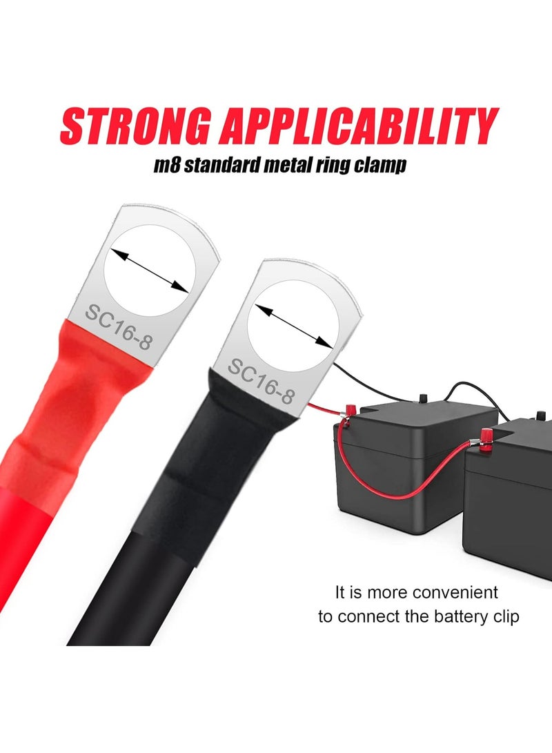 TLAXCA 2 Pcs Battery Cables 12V M8, Battery Leads 50cm Battery Link Cables 16mm Pure Copper, Battery Inverter Cable Heavy Duty, for Motorcycle Solar Car Battery Grounding Cable Car - Image 5