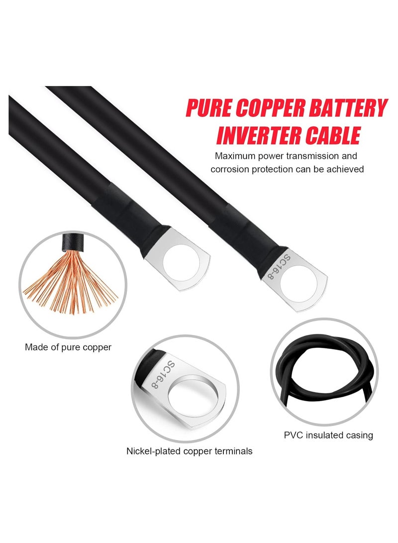 TLAXCA 2 Pcs Battery Cables 12V M8, Battery Leads 50cm Battery Link Cables 16mm Pure Copper, Battery Inverter Cable Heavy Duty, for Motorcycle Solar Car Battery Grounding Cable Car - Image 3