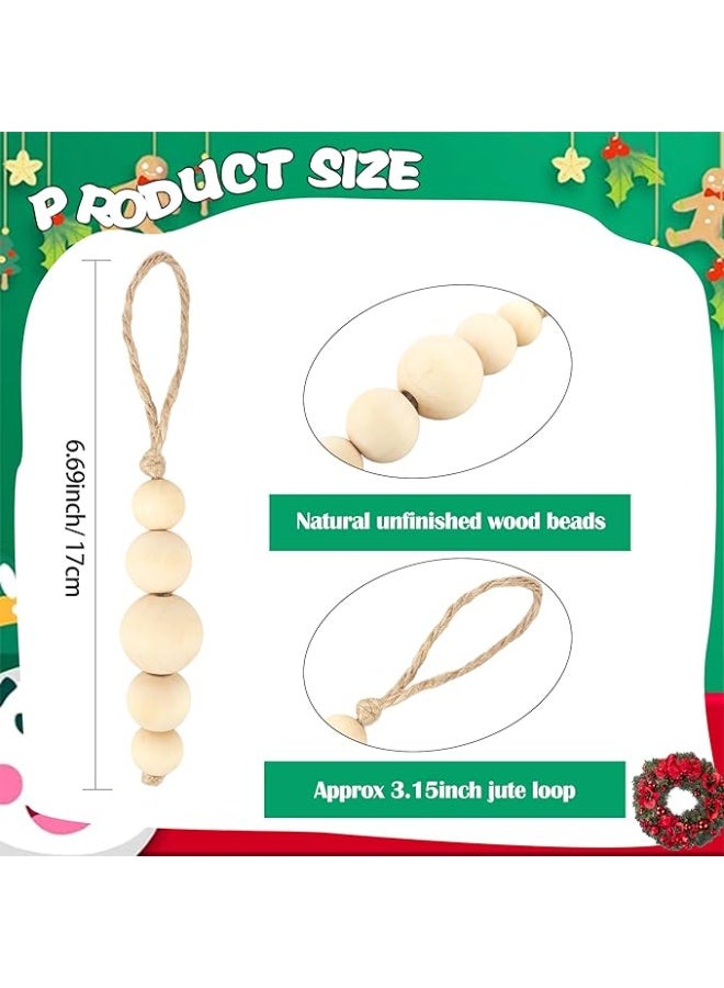 انتيكيانو 30 قطعة من حلي الخرز الخشبي للكريسماس زينة خشبية بوهو معلقة لتزيين شجرة الكريسماس - Image 3