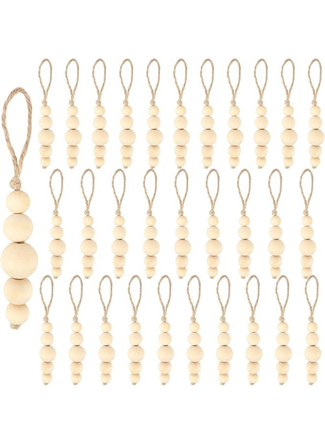 انتيكيانو 30 قطعة من حلي الخرز الخشبي للكريسماس زينة خشبية بوهو معلقة لتزيين شجرة الكريسماس - Image 1