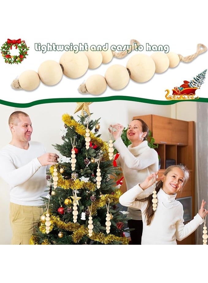 انتيكيانو 30 قطعة من حلي الخرز الخشبي للكريسماس زينة خشبية بوهو معلقة لتزيين شجرة الكريسماس - Image 2