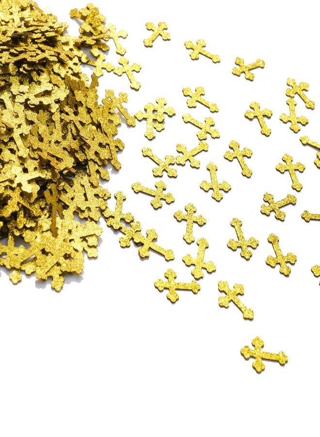 Yotawebery Christening Cross Table Confetti - God Bless Table Decorations - First Communion, Cross Confetti for Baby Shower Baptism Party Decorations, Gold Glitter (220Pcs) - Image 2