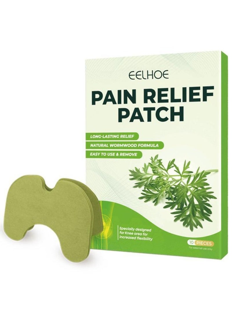 EELHOE 10 Pcs Pain Relief Patches Natural Herbal Heat Patches for Pain Relief Hot Moxibustion Wormwood Sticker for Knee Back Neck Shoulder Pain and Muscle Soreness Arthritis Wormwood Formula Patches  - Image 1