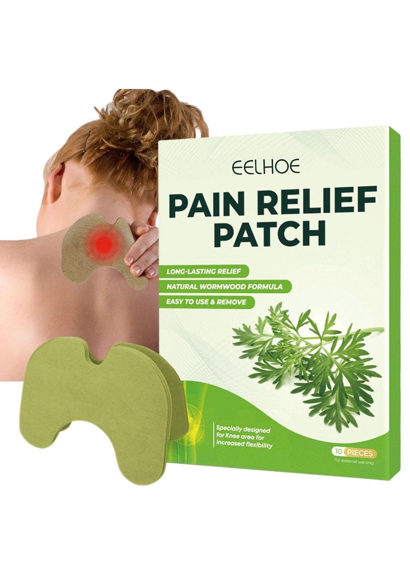 EELHOE 10 Pcs Pain Relief Patches Natural Herbal Heat Patches for Pain Relief Hot Moxibustion Wormwood Sticker for Knee Back Neck Shoulder Pain and Muscle Soreness Arthritis Wormwood Formula Patches  - Image 2
