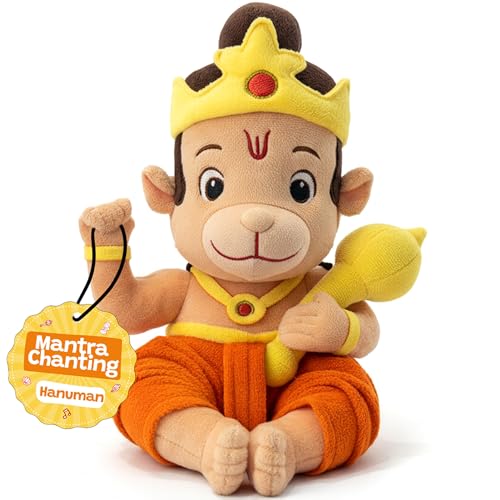 WonderBuddy Divine Mantra Chanting Baby Hanuman with 8 Preloaded Mantras & Aartis, Musical Soft Plush Toy, Best Return Gift for Infants, Toddlers & Kids (Medium - 25 Cm) - Image 1