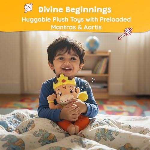 WonderBuddy Divine Mantra Chanting Baby Hanuman with 8 Preloaded Mantras & Aartis, Musical Soft Plush Toy, Best Return Gift for Infants, Toddlers & Kids (Medium - 25 Cm) - Image 2