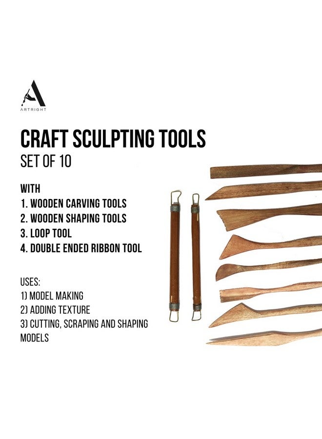 ArtRight Artists' Clay Modelling Tools (Set Of 10); Craft Modelling & Sculpting Tools For Pottery, Sculptures, Polymer, Paper & Mache - 10 Pcs, Multicolor - Image 3