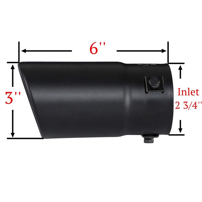 Tritrust Tritrust Black Exhaust tip - Fit 1.75 to 2.5 Inch Exhaust Tail Pipe Diameter- Black Coated Stainless Steel - Car Muffler Tips - Image 2