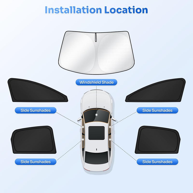Canvcle Sunshades for 2025 2026 Nissan Murano Accessories Windshield Sun Shade Side Rear Window Shade Cover Sun Visor Shield Privacy Protection for Camping Keep Vehicle Cool Black 5PCS - Image 5