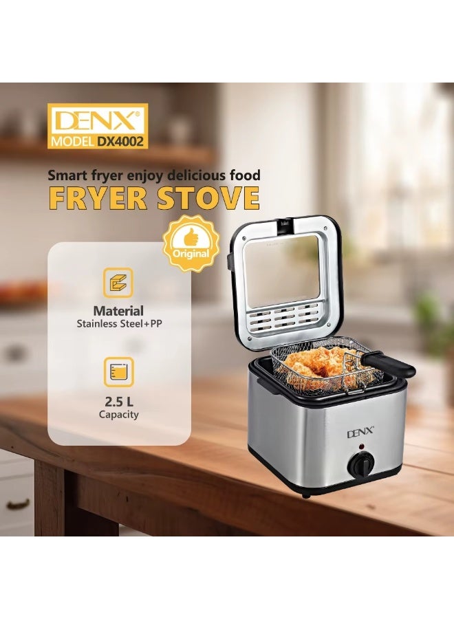 دينكس مقلاة كهربائية سعة 2.5 لتر، تسخين سريع مع غطاء نافذة عرض وسلة سوتيه قابلة للإزالة وسهلة التنظيف - Image 5