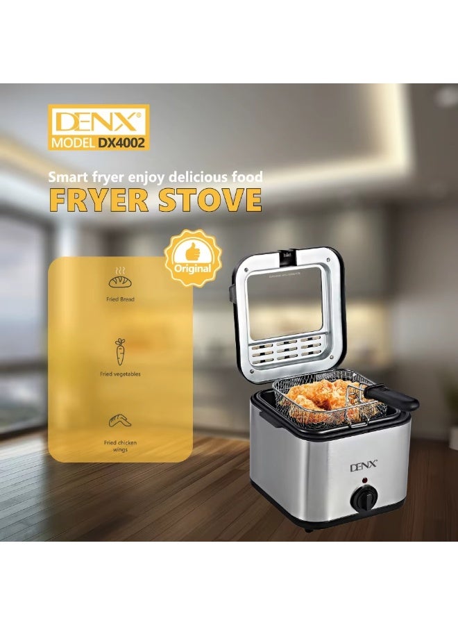 دينكس مقلاة كهربائية سعة 2.5 لتر، تسخين سريع مع غطاء نافذة عرض وسلة سوتيه قابلة للإزالة وسهلة التنظيف - Image 4