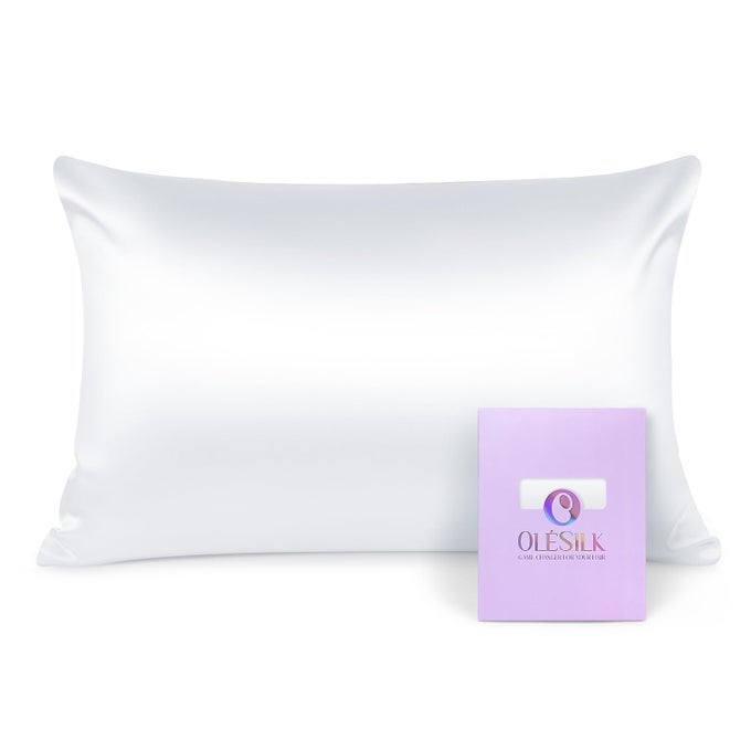 100 SILK PILLOWCASE FOR HAIR AND SKIN BOTH SIDES 16 MOMME REAL NATURAL MULBERRY SILK WITH HIDDEN ZIPPER AND GIFT BOX 1PC WHITE 50X75CM
