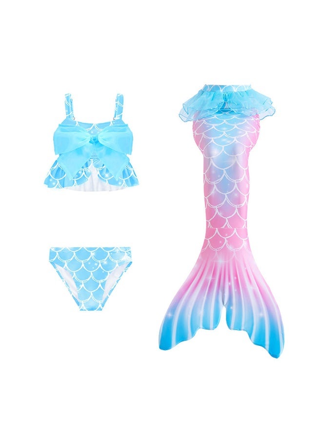 Jorunb Princess Little Mermaid Costume, Princess Dress, Mermaid Tail Fancy Dress Birthday Party Costume for Toddler Little Girls,Mermaid Tail Sets with Head Garland Necklace Earrings  - Image 4