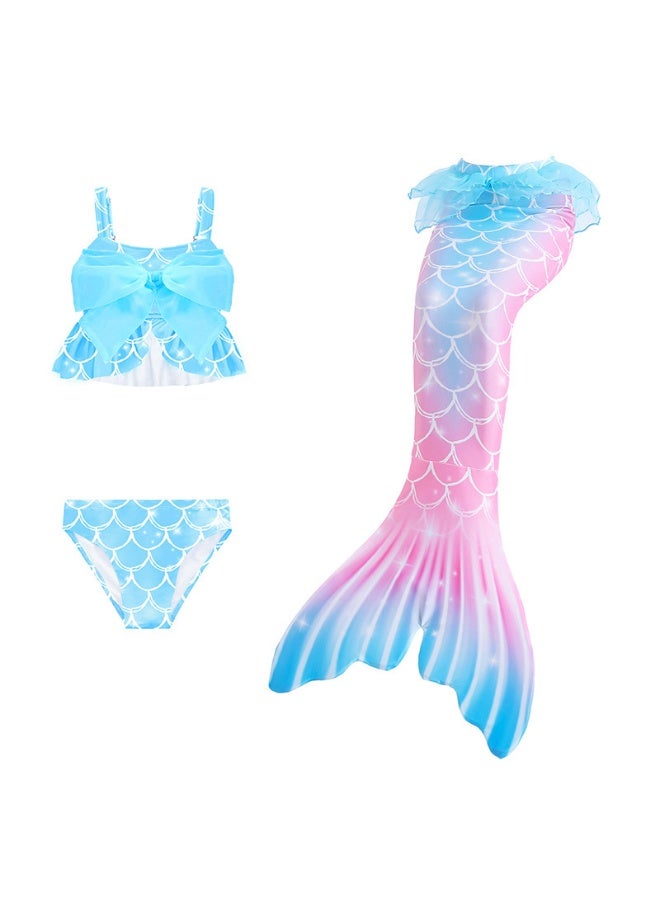 Jorunb Princess Little Mermaid Costume, Princess Dress, Mermaid Tail Fancy Dress Birthday Party Costume for Toddler Little Girls,Mermaid Tail Sets with Head Garland Necklace Earrings  - Image 3