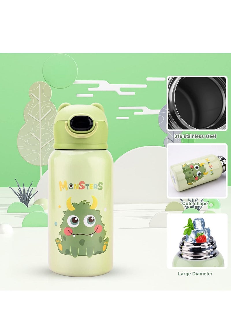 KASTWAVE 500ml Kids Water Bottles with Straw and 3 Lids Insulated Steel Water Bottle with Protective Case Reusable Thermal Water Bottle - Image 4