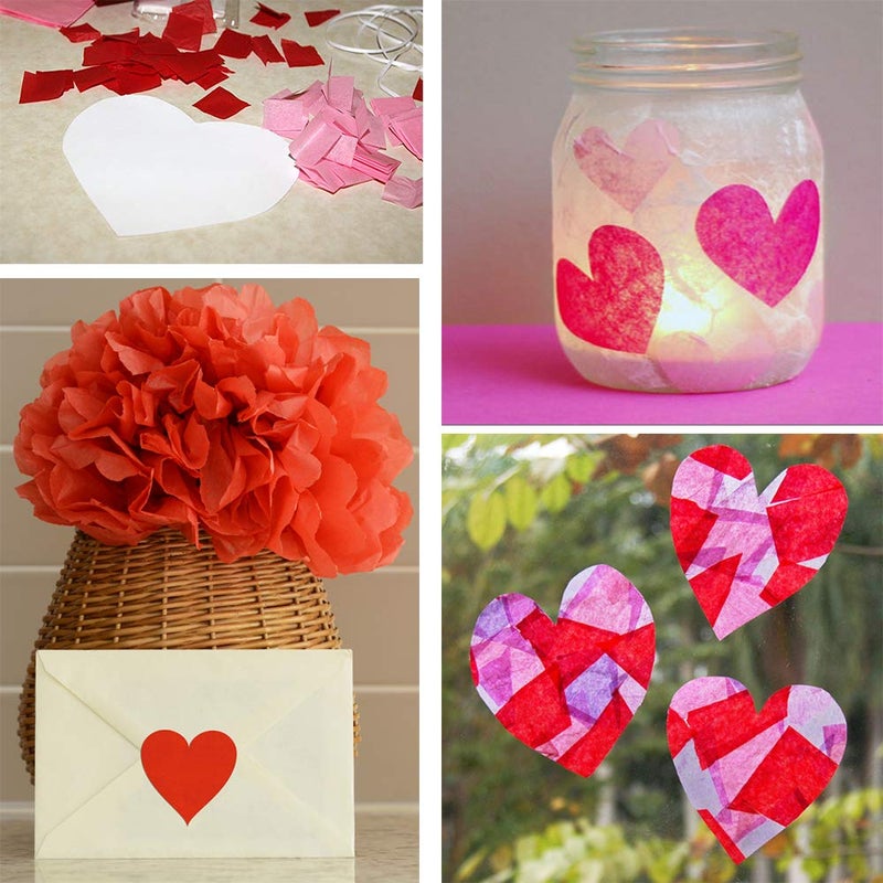 Exquiss 1600pcs Multicolor Tissue Paper Valentine's Day Bulk Wrapping Tissue - 1.2 x 1.2 DIY Art Craft for Kids, Classroom,Valentine,Birthday,Love,Heart Suncatchers,Wreath,Paper Pom Pom (1.2 Inches) - Image 4