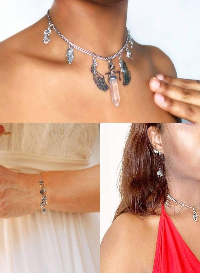 BIHRTC 200 Pack of Jewelry Charms Mixed Smooth Silver Metal Charms Pendants DIY Charm Bracelet Making Gold Charm Bracelet for Women Bracelet Necklace Jewelry Findings - Image 5