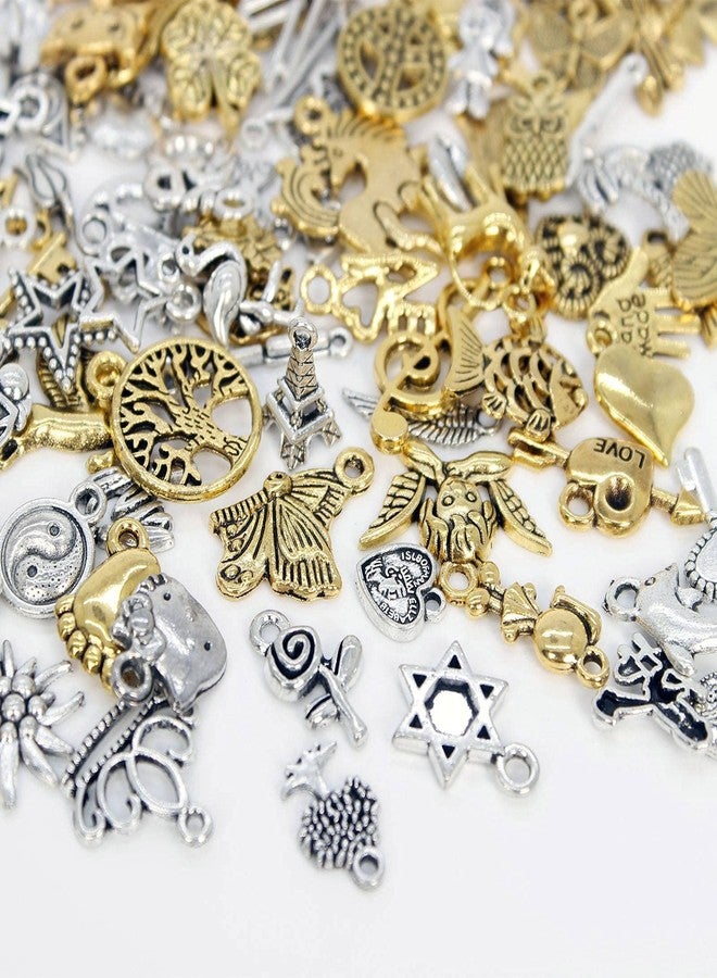 BIHRTC 200 Pack of Jewelry Charms Mixed Smooth Silver Metal Charms Pendants DIY Charm Bracelet Making Gold Charm Bracelet for Women Bracelet Necklace Jewelry Findings - Image 4