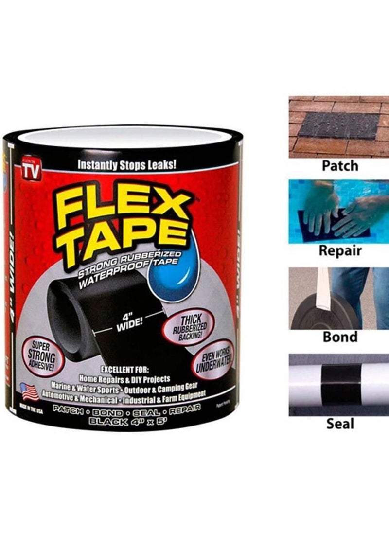 FLEX TAPE - Flex Tape Strong Rubberized Waterproof Tape, 4 inches x 5 feet, Black - Image 1