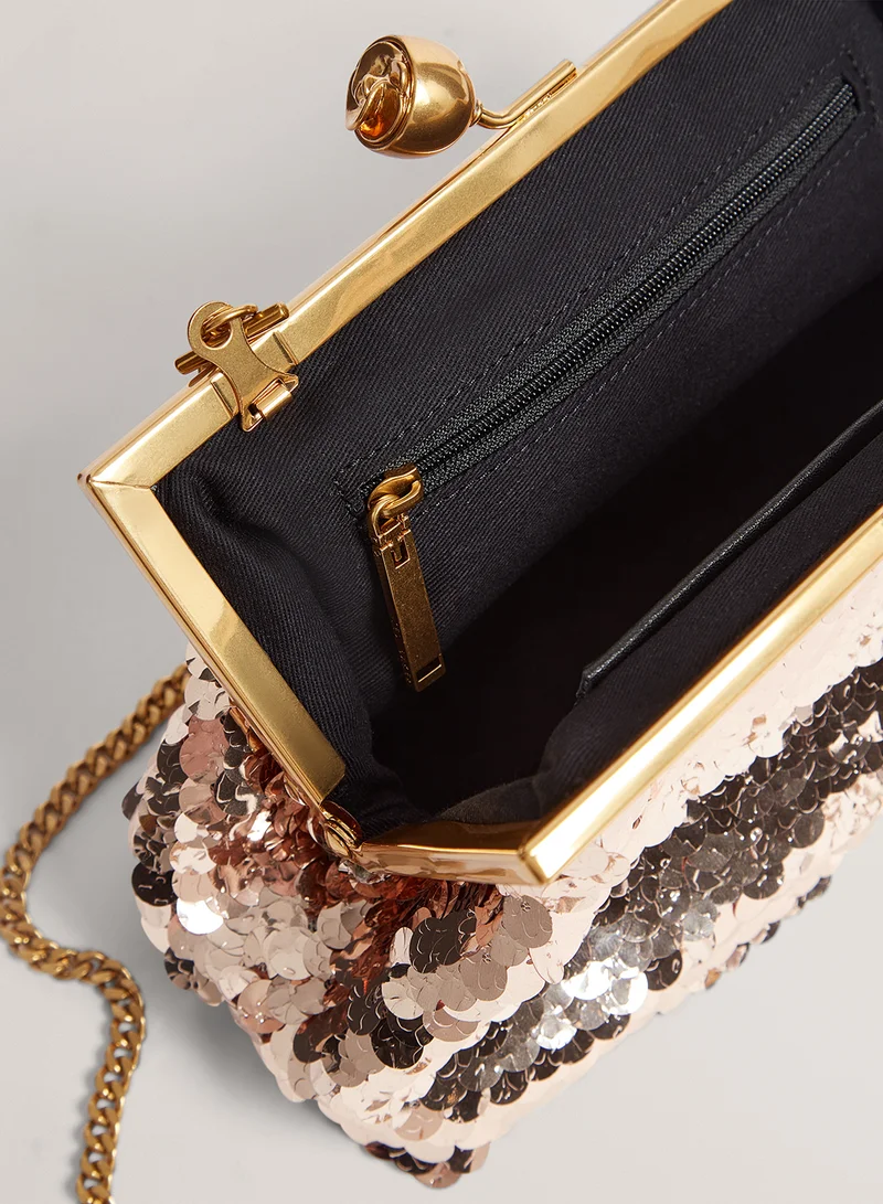 تيد بيكر Sequinz Rose Detail Clutch