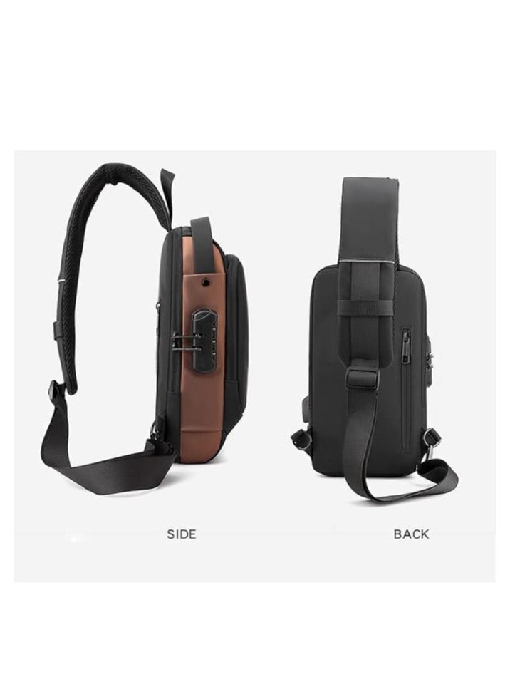 MXM Crossbody Sling Bag Shoulder Backpack, Anti-theft Chest Waterproof Bag One Strap Sling Bags with USB Charging Port for Hiking Cycling Travelling Outdoor.  ( Black )  - Image 4