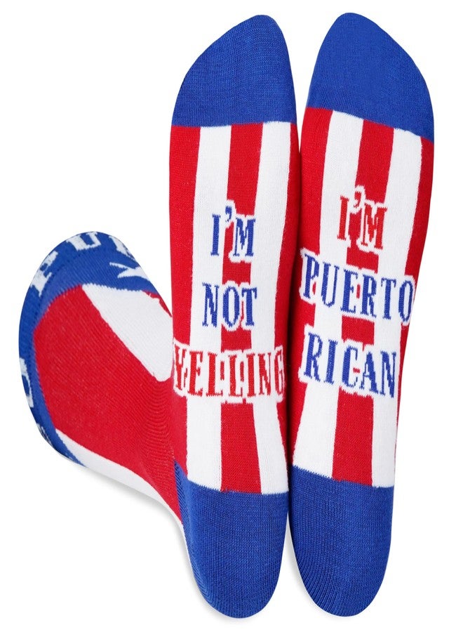 إنو بيتا هدايا وتذكارات مرحة تحمل علم بورتوريكو من إنوبيتا، مثالية للرجال والنساء البورتوريكيين، جوارب مقاس واحد - Image 1