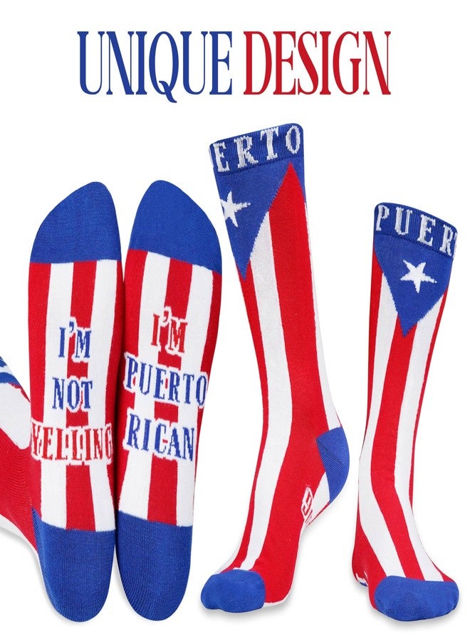 إنو بيتا هدايا وتذكارات مرحة تحمل علم بورتوريكو من إنوبيتا، مثالية للرجال والنساء البورتوريكيين، جوارب مقاس واحد - Image 3