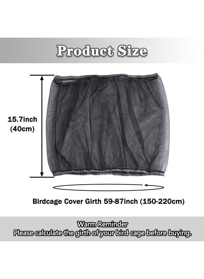 PUSNMI - Bird Cage Seed Catcher, Bird Cage Net Cover Adjustable Bird Cage Netting Seed Catcher for Bird Cages Seed Catcher Guard Net Cover Bird Cage Skirt for Parrot Parakeet Macaw Round Square Cages - Black - Image 1