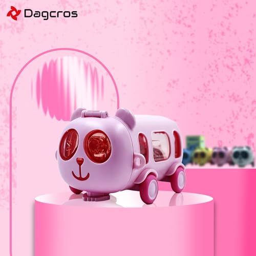 Dagcros Cute Panda Bus Shaped Water Bottle for Kids – 380ml Leak-Proof Bottle with Silicone Straw, Lock Lid, Portable Strap & Movable Wheels – Fun School Sipper for Boys & Girls - Image 2
