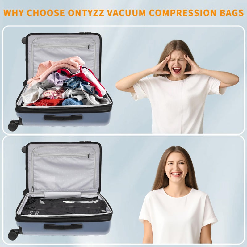 ONTYZZ Vacuum Bags for Travel, Reusable Vacuum Compression Bag, Recycled IPX8 Waterproof Space Saver Bag for Luggage/Camping/Home Storage (2 Pack with Air Pump-Black) - Image 5