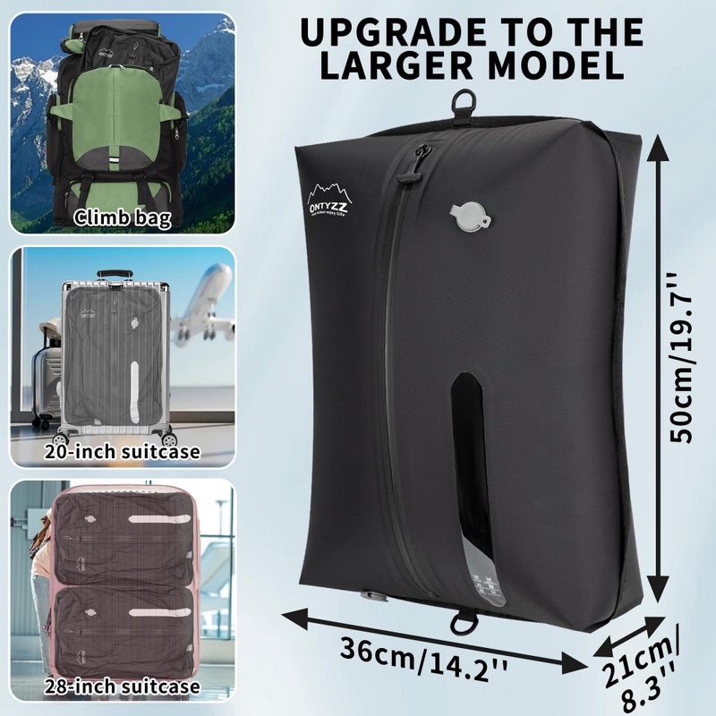 ONTYZZ Vacuum Bags for Travel, Reusable Vacuum Compression Bag, Recycled IPX8 Waterproof Space Saver Bag for Luggage/Camping/Home Storage (2 Pack with Air Pump-Black) - Image 4