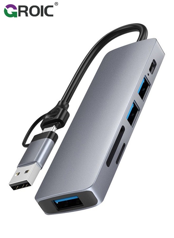 GROIC USB C Hub HDMI Adapter for MacBook Air Pro, 5 in 1 4K Dongle Multiport Converter with 15cm Cable, USB 3.0 5Gbps Data Transfer, 55W PD, SD/TF Card Slot, Digital AV Connector for Mac M1 M2 PC Laptop  - Image 1