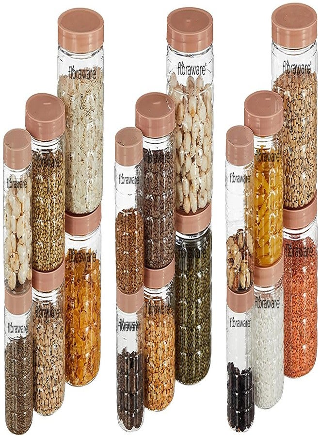 Floraware Jar Container, Set of 18 (6 pcs x 280 ml Each, 6 pcs x 500 ml Each, 6 pcs x 1000 ml), Kitchen Organiser, BPA Free, Stackable (Choco) - Image 1