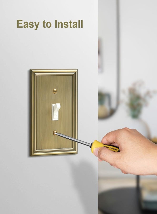 TREEWELL 4-Pack Single Toggle Light Switch Cover Plate, Durable Solid Zinc Alloy Decorative Switch Plate Covers, Antique Brass 1 Gang Wall Plate, Corrosion Resistant - Image 5