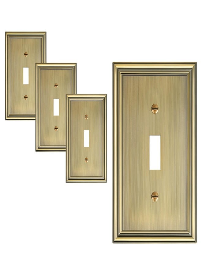 TREEWELL 4-Pack Single Toggle Light Switch Cover Plate, Durable Solid Zinc Alloy Decorative Switch Plate Covers, Antique Brass 1 Gang Wall Plate, Corrosion Resistant - Image 1