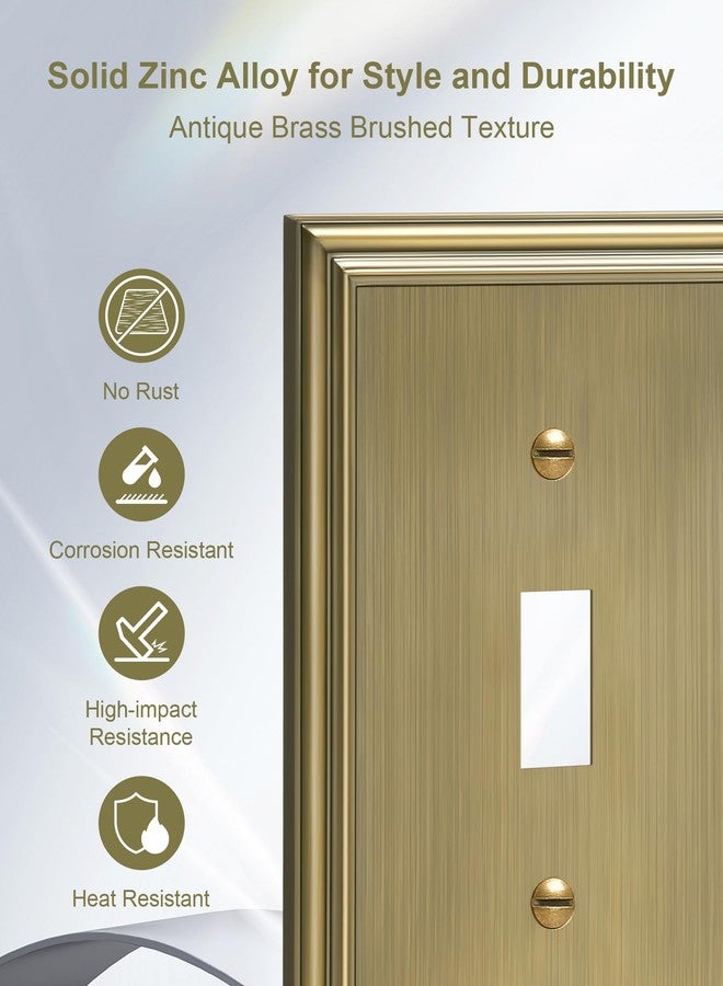 TREEWELL 4-Pack Single Toggle Light Switch Cover Plate, Durable Solid Zinc Alloy Decorative Switch Plate Covers, Antique Brass 1 Gang Wall Plate, Corrosion Resistant - Image 3