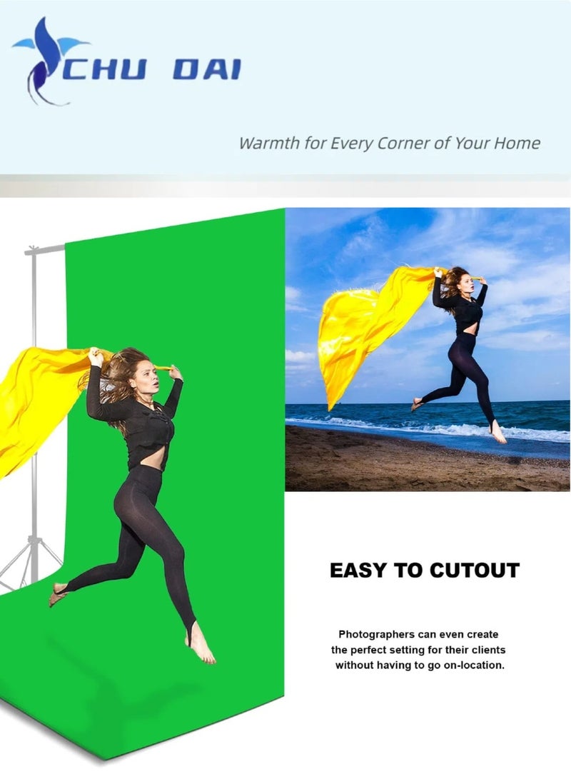CHU DAI 150X300cm Green Chromakey Backdrop Screen Photo Background, Premium Synthetic Fabric 150GSM Thicker A+ Grade Material, Professional Photography Video Studio, Event, Streaming  - Image 2