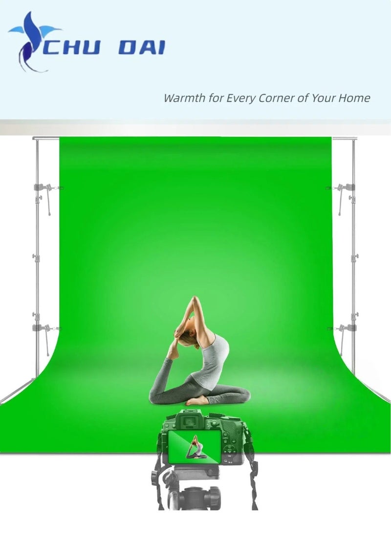 CHU DAI 150X300cm Green Chromakey Backdrop Screen Photo Background, Premium Synthetic Fabric 150GSM Thicker A+ Grade Material, Professional Photography Video Studio, Event, Streaming  - Image 1