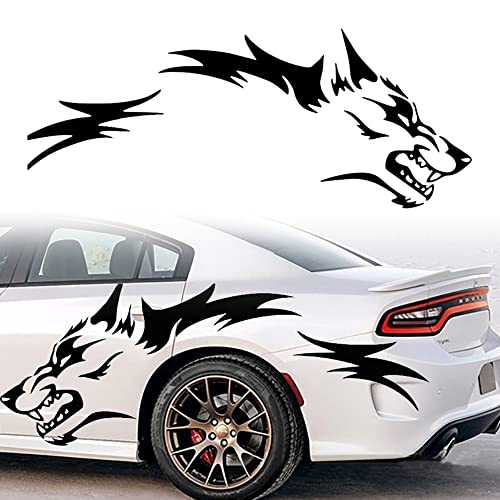 AuMoHall 1 Set Running Wolf Graphics Car Body Sticker Self-Adhesive Wolf Decal Racing Sports Car Side Door Sticker Scratch Hidden Car Exterior Decoration Accessories 51.18'' x 19.68'', Black - Image 1