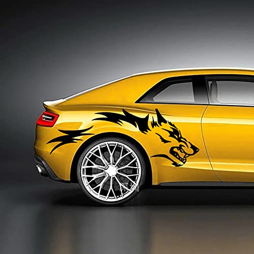 AuMoHall 1 Set Running Wolf Graphics Car Body Sticker Self-Adhesive Wolf Decal Racing Sports Car Side Door Sticker Scratch Hidden Car Exterior Decoration Accessories 51.18'' x 19.68'', Black - Image 4