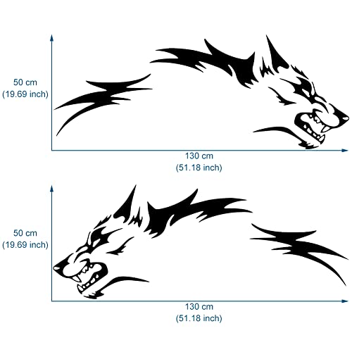AuMoHall 1 Set Running Wolf Graphics Car Body Sticker Self-Adhesive Wolf Decal Racing Sports Car Side Door Sticker Scratch Hidden Car Exterior Decoration Accessories 51.18'' x 19.68'', Black - Image 2