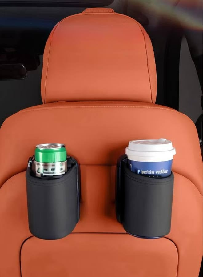 Stealth Black Car Cup Holder - Cool-Touch Leather Clip Mount, Heat-Resistant Base & Rounded Corners | Luxury SUV Organizer - Image 1