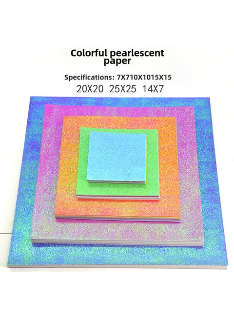 Pearlescent Paper 15x15cm Origami Crane DIY Square Fold 25*25cm Pearl paper 10 color 50 sheets