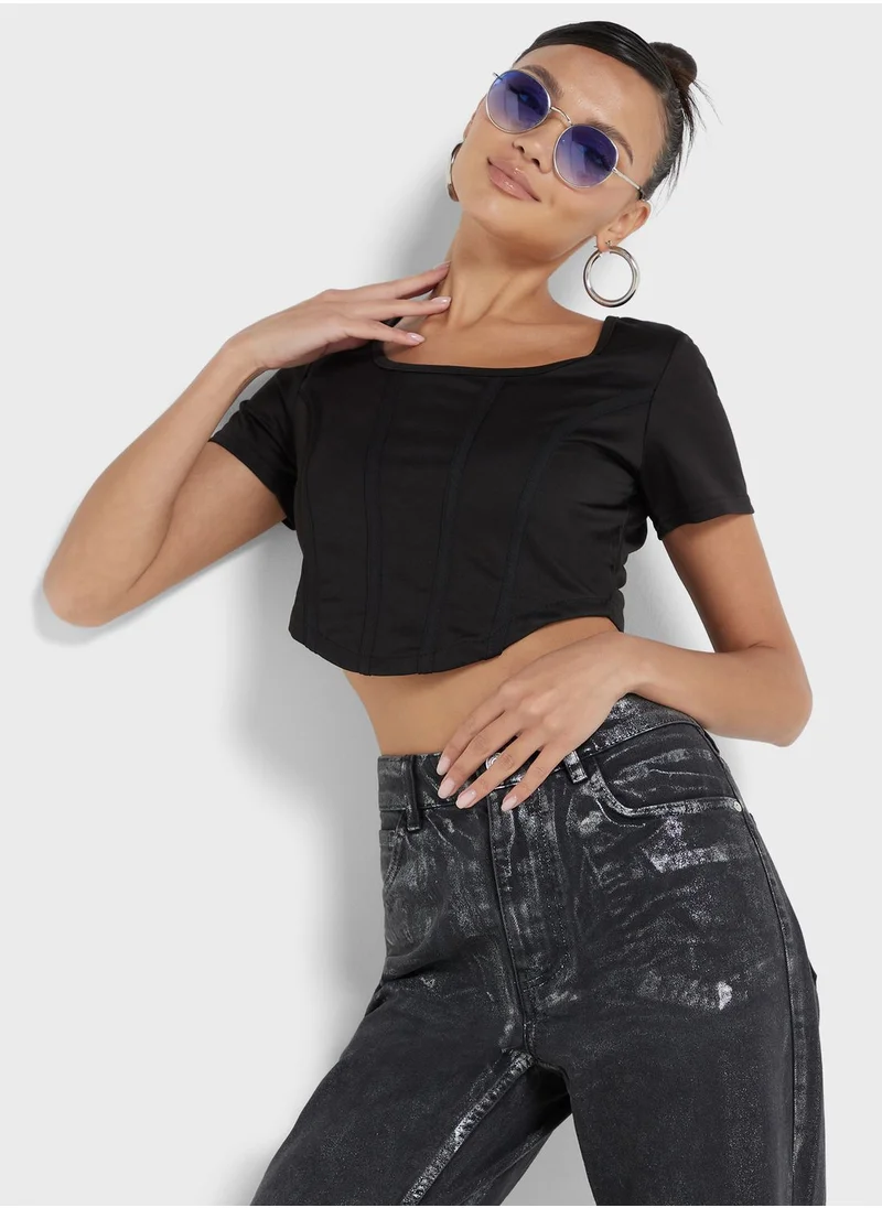 جينجر Cropped Corset Style Tshirt