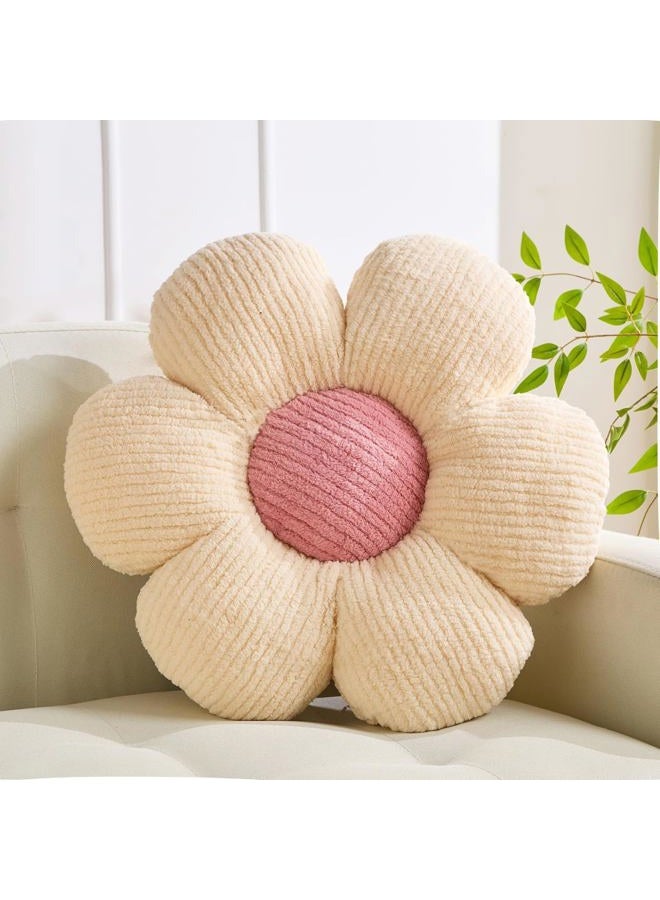 XIAIJIA Flower Pillow Flower Shaped Pillow Cushion Decorative Daisy Pillow for Bed Cute Throw Pillow Flower Floor Pillow Soft Seat Cushion Cream Flower Cushion 15.7" - Image 1
