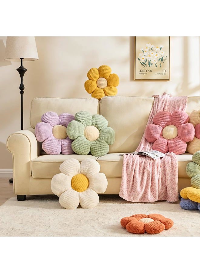 XIAIJIA Flower Pillow Flower Shaped Pillow Cushion Decorative Daisy Pillow for Bed Cute Throw Pillow Flower Floor Pillow Soft Seat Cushion Cream Flower Cushion 15.7" - Image 2