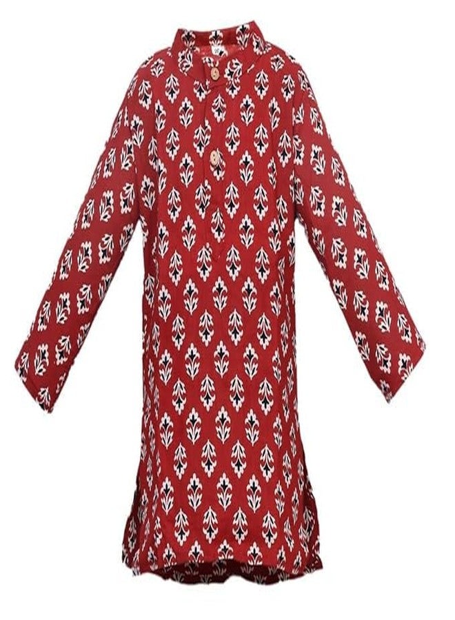 LITTLE DREAMS Traditional Jaipuri Print Dhoti & Kurta Set Special for Kids Red & White 6-12 M - Image 3