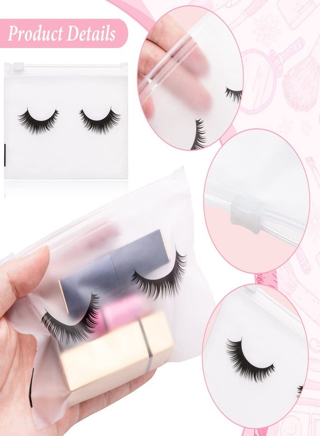 Noverlife 100PCS Eyelash Makeup Bags - Waterproof Plastic Makeup Bags with Zipper, Toiletry Pouch Cosmetic Bags for Clients - Image 3
